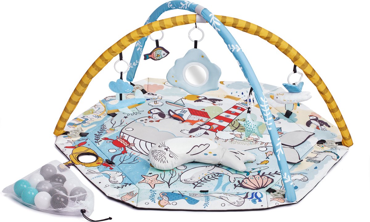 Kinderkraft smartplay sea - tapis de jeu - arches de jeu - 5 jouets amovibles