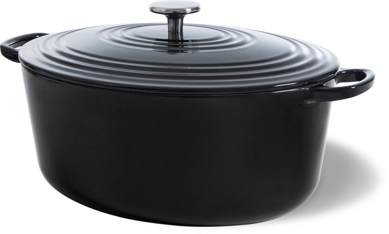 Poêle à gibier Bk bordeaux en fonte 32 cm 7,5 l - poêle à induction - passe au four jusqu'à 230 degrés - couvercle avec anneaux anti-goutte - intérieur émail blanc - noir