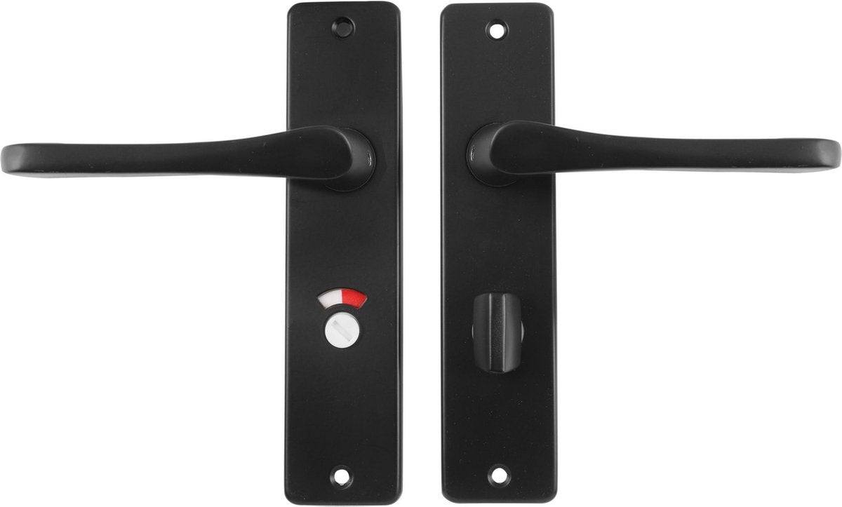 Poignée de porte Starx noire - ferrures de porte - bouclier de porte avec serrure de toilette (wc63 - 8) - poignée de porte papillon