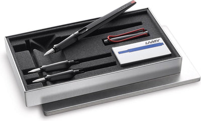 Coffret de stylos plume de calligraphie noire Lamy Joy - beaux stylos d'écriture avec 3 plumes différentes (1,1, 1,5, 1,9 mm) - stylo plume avec pointe d'aspiration à bande et poignée ergonomique - comprenant 5 motifs de nuances t 10 bleu