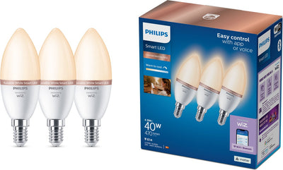 Philips Lighting Lampe LED intelligente Philips C37, culot E14, 470 lm, lot de 3