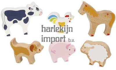 Animaux de la ferme en bois Goki, 6 pcs.