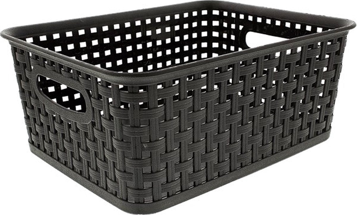 Panier en rotin sans marque sans marque | panier de rangement | 25,5 x 20 x 10,5 cm | noir