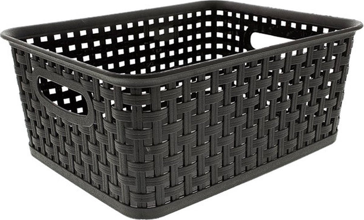 Panier en rotin sans marque sans marque | panier de rangement | 25,5 x 20 x 10,5 cm | noir