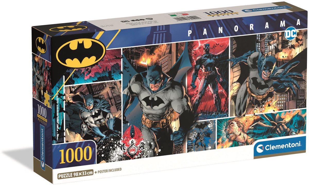 Clementoni - puzzle - 1000 pièces - panorama batman - boîte compacte - puzzle pour adultes