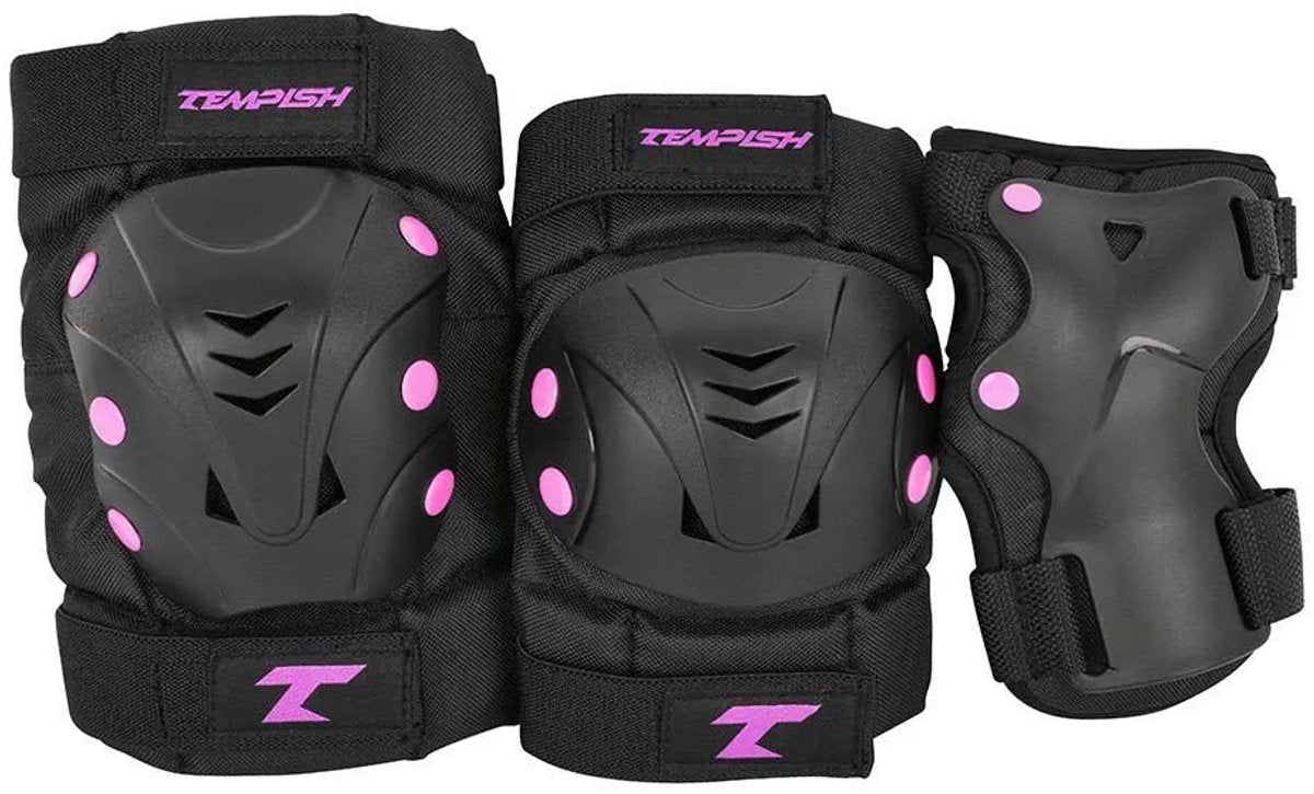 Tempish – taky – protection pour patins – pack de 3 – adultes – rose – ensemble complet pour patinage – taille m