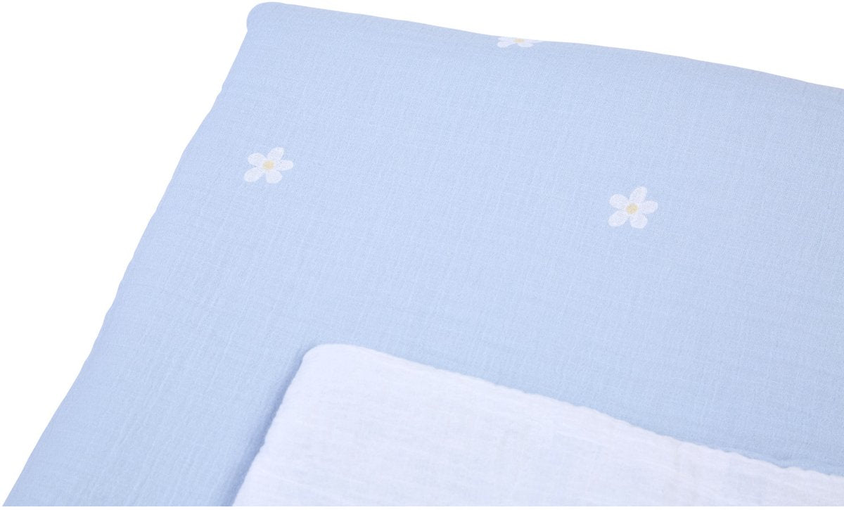 Childhome flower collection - couverture bébé - couverture - 80x100cm - blanc bleu