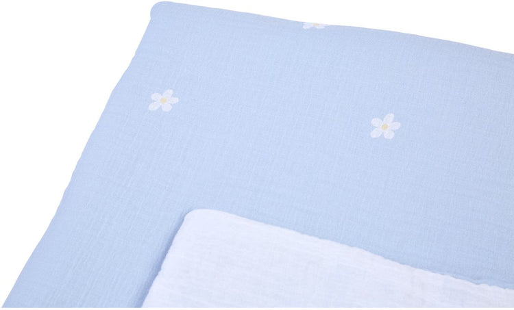 Childhome flower collection - couverture bébé - couverture - 80x100cm - blanc bleu