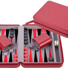Jeu de voyage Backgammon avec fermeture éclair - rouge
