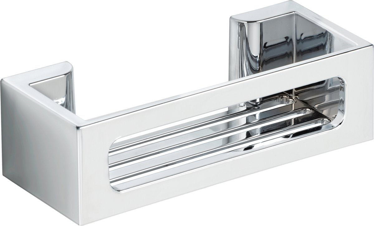 Wenko turbo-loc bralia support mural chrome 30x9cm - support de douche - panier de douche - montage sans perçage - autocollant