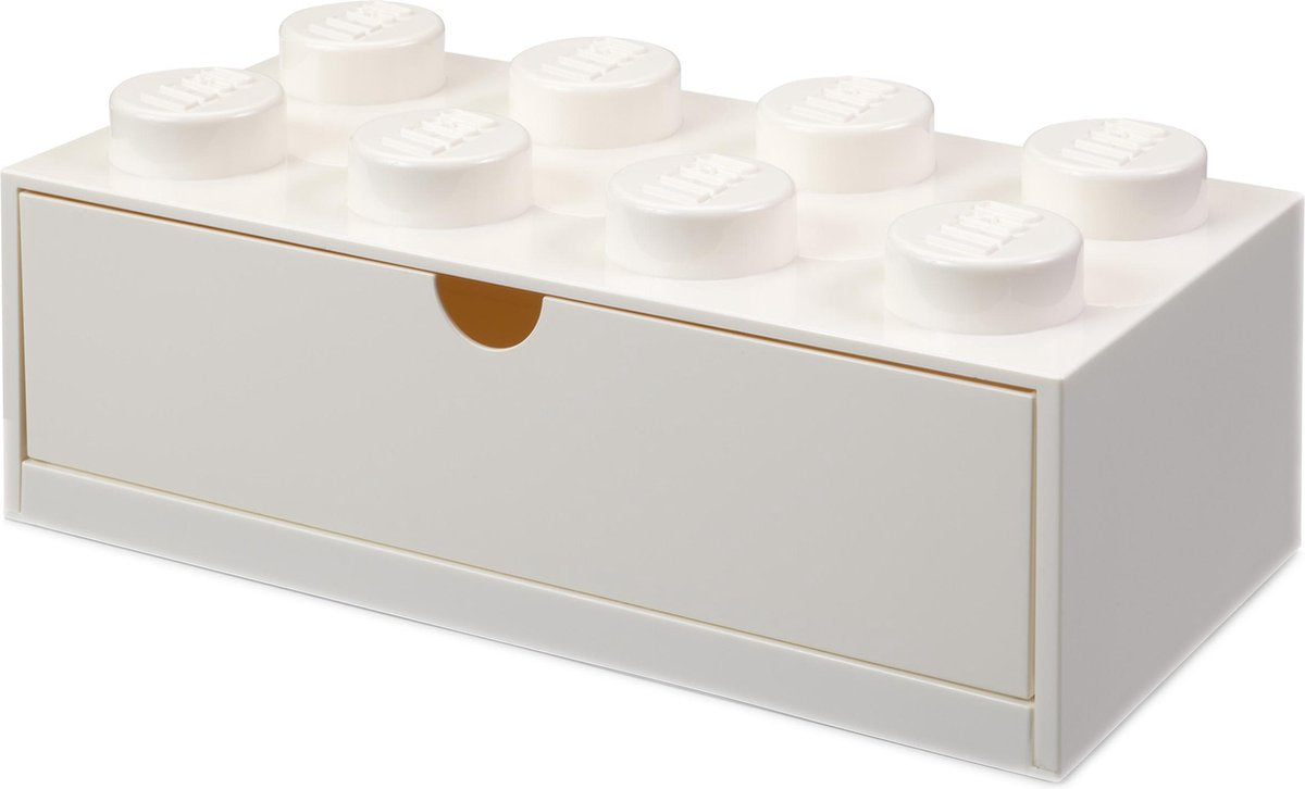 Tiroir de bureau Lego brique 8, blanc -