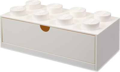 Tiroir de bureau Lego brique 8, blanc -