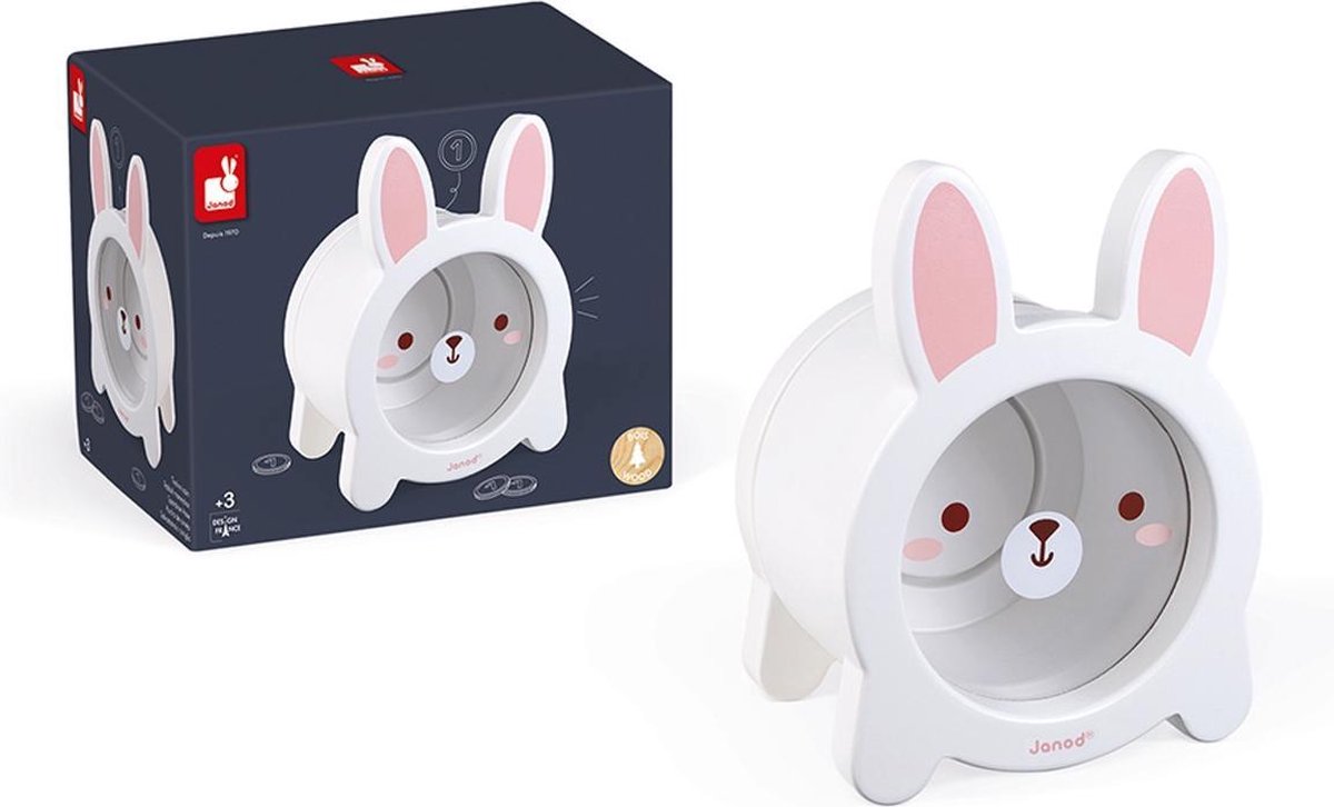 Janod - tirelire - lapin - tirelire en bois avec partie transparente