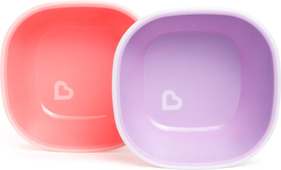 Bols de vaisselle pour enfants Munchkin - bols antidérapants anti-éclaboussures - parois profondes - passent au lave-vaisselle et au micro-ondes - par 2 pièces - à partir de 6 mois - rose violet
