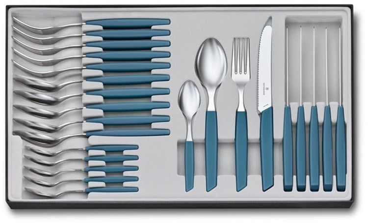 Victorinox service de couverts Swiss modern - 24 pièces - bleu pastel - acier inoxydable pp