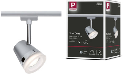 Paulmann urail rail spot cône lâche spot gu10 max. 10w dimmable 230v chrome mat, chrome