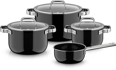 Wmf fusiontec 2.0 minérale pro - set de casseroles - 4 pièces - noir - induction - résistant aux rayures - convient à toutes les sources de chaleur