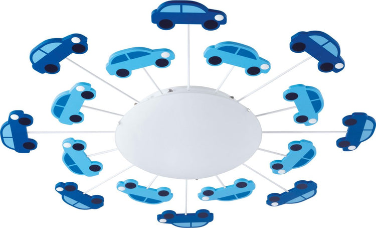 Plafonnier et applique Eglo viki 1 - e27 - ø 63 cm - bleu blanc - thème voiture