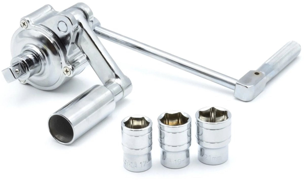 Clé de transmission de puissance Geko - rapport 1:16 - avec douilles 17 mm, 19 mm, 21 mm