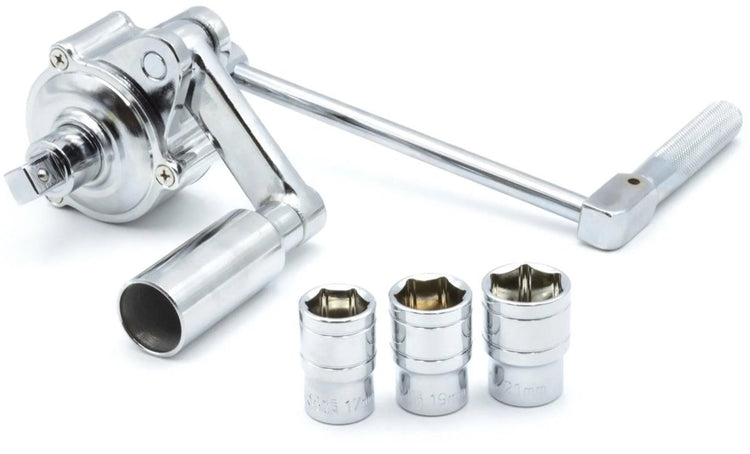 Clé de transmission de puissance Geko - rapport 1:16 - avec douilles 17 mm, 19 mm, 21 mm