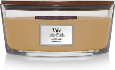 Bougie parfumée Woodwick Heartwick Flame Ellipse - Sables dorés - 50 heures de combustion