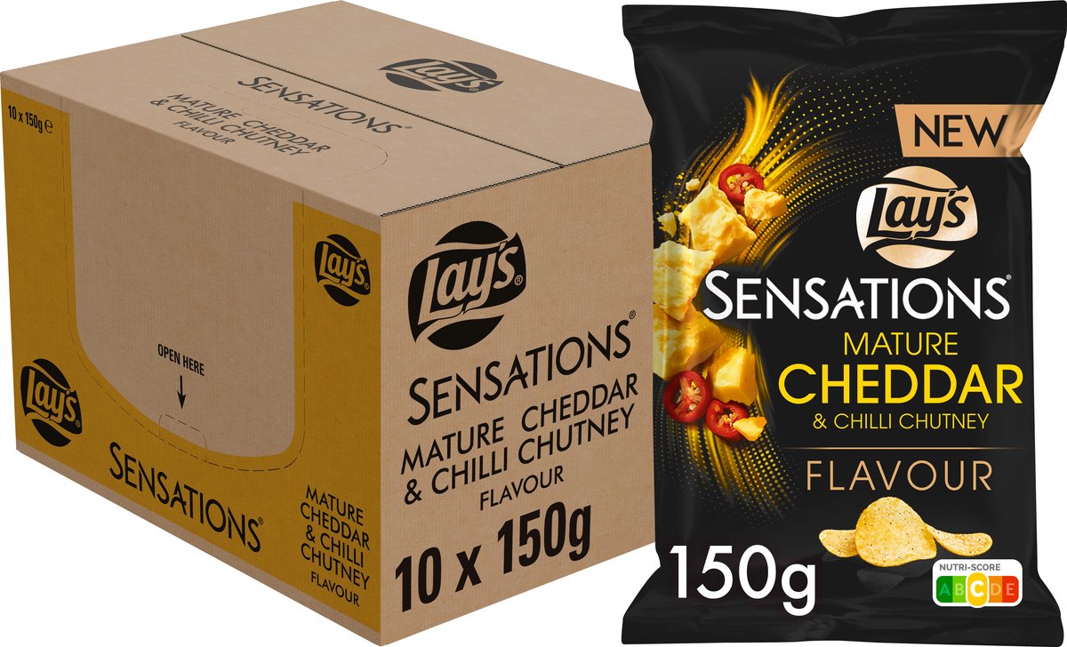 Chutney de piment et cheddar affiné Lay's Sensations - chips - 10 x 150 grammes