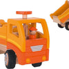 Goki Wooden Tilt Truck orange avec roues rotatives