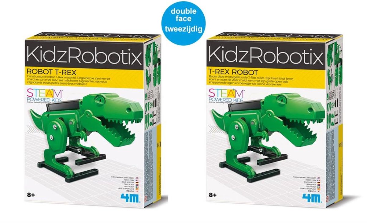 4m science et jeux - construisez votre propre robot t-rex - mécanique de kit de construction - kidzrobotix - 8+