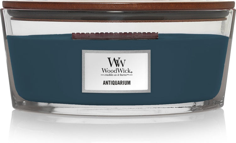 Bougie parfumée Woodwick Heartwick Flame Ellipse - Antiquarium - 50 heures de combustion