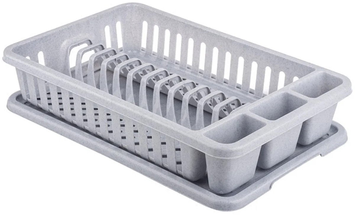Curver lux - égouttoir à vaisselle - taille compacte - compartiment à couverts séparé - gris