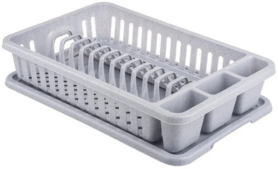 Curver lux - égouttoir à vaisselle - taille compacte - compartiment à couverts séparé - gris