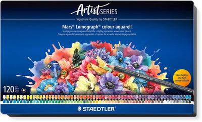 Staedtler - série d'artistes - aquarelle couleur mars® lumograph® 104 - set en métal avec 120 couleurs