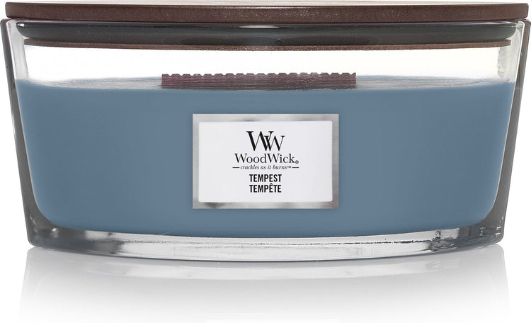 Bougie parfumée Woodwick Heartwick Flame Ellipse - Tempête - 50 heures de combustion