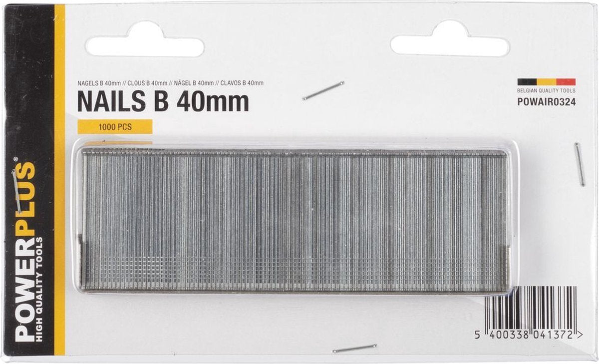 Clous Powerplus powair0324 - pour agrafeuse-cloueuse - type b - 40mm - 1000 pièces