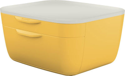 Caisson à tiroirs Leitz confortable - commode avec 2 tiroirs - boîte à tiroirs pour bureau - idéal pour le bureau à domicile, le travail à domicile - jaune chaud