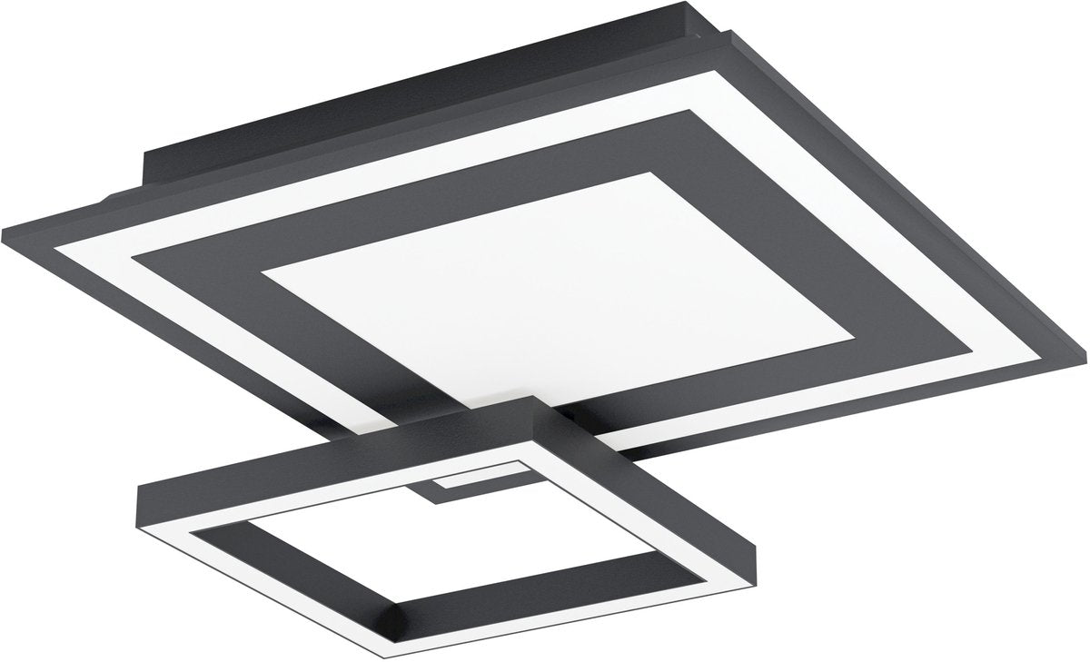 Plafonnier intelligent Eglo connect.z savatarila-z - 45 cm - noir et blanc - lumière blanche rgb réglable - dimmable - zigbee