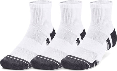 Under armour ua performance tech 3pk qtr-wht chaussettes de sport unisexes - blanc - gris jet