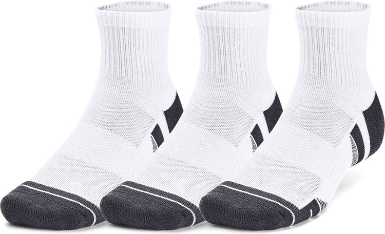 Under armour ua performance tech 3pk qtr-wht chaussettes de sport unisexes - blanc - gris jet