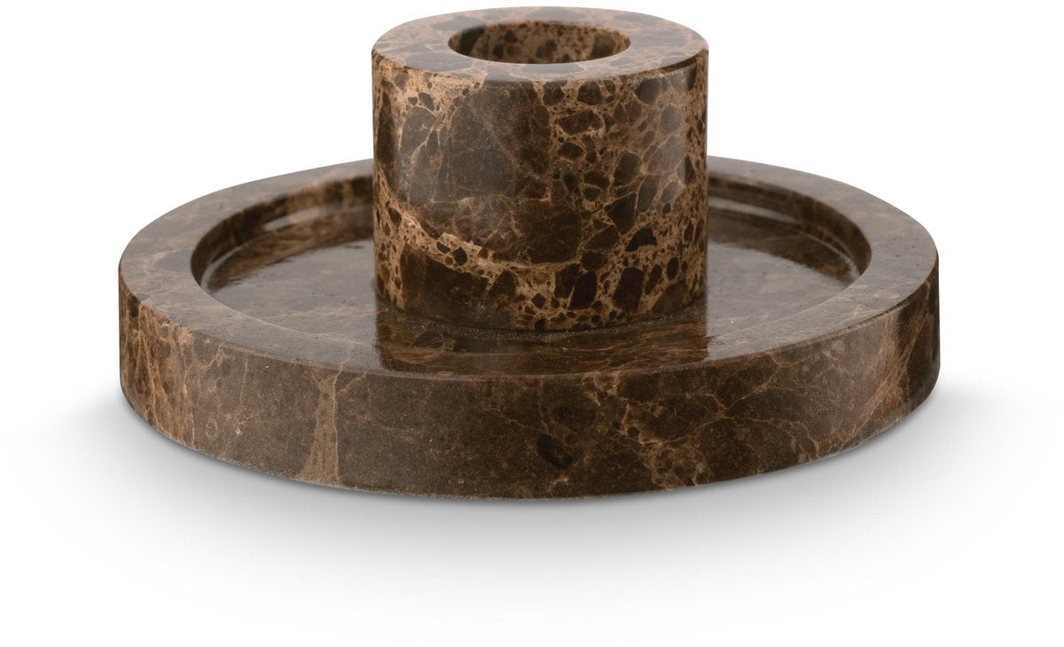 Vtwonen - bougeoir - marron - marbre - 10,2x4cm