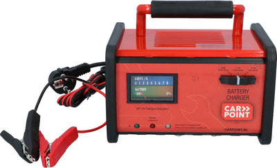 Carpoint chargeur de batterie 6v 12v - chargeur d'entretien chargeur rapide - pour batteries plomb-gel - sécurisé - compteur analogique - usage universel