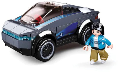 Jouets de construction de voiture électrique Sluban Town pour enfants à partir de 6 ans - modèle de jouet de construction - boîte de construction avec 136 blocs de construction et 1 figurine - m38-b0901