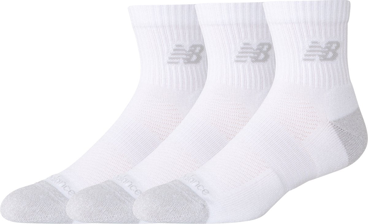 New balance active qtr chaussettes 3 pack chaussettes de sport unisexes - blanc