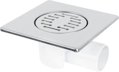 Caniveau de douche Differnz basic - caniveau de douche avec sortie latérale - chrome mat - 15 x 15 cm