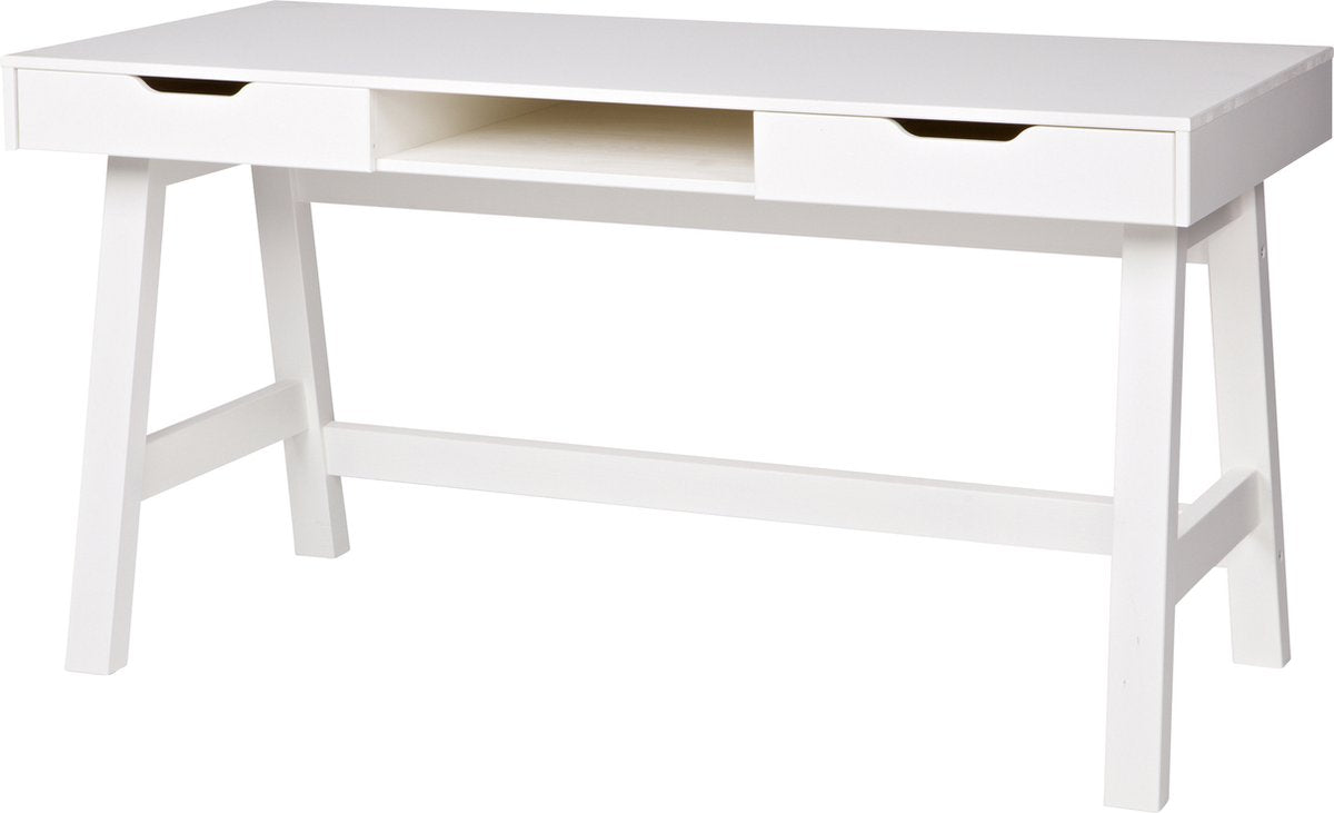 Bureau Woood Nikki - bois de pin - blanc - 75x140x62