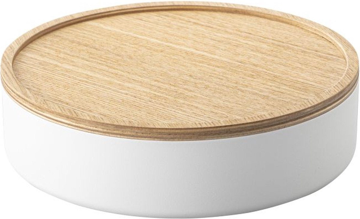 Boîte de rangement Yamazaki avec couvercle - basse - rin - blanc