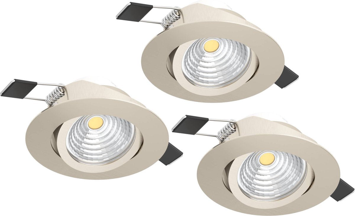 Spot encastrable Eglo saliceto - LED - ø 8,8 cm - gris - dimmable - lot de 3 pièces - inclinable