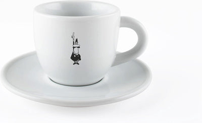 Tasse à cappuccino ou à café Bialetti avec soucoupe – porcelaine – blanche – vaisselle originale