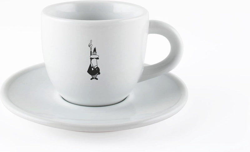 Tasse à cappuccino ou à café Bialetti avec soucoupe – porcelaine – blanche – vaisselle originale