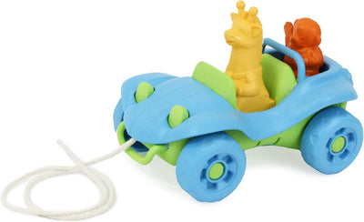 Jouets verts - voiture à tirer 'beach buggy' - jouets durables - figurines de jeu - plage - plastique recyclé - à partir de 6 mois