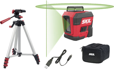Laser à lignes croisées Skil 360° avec trépied - laser de construction auto-nivelant - portée de travail de 30 mètres - avec sac de transport, batterie câble de chargement USB